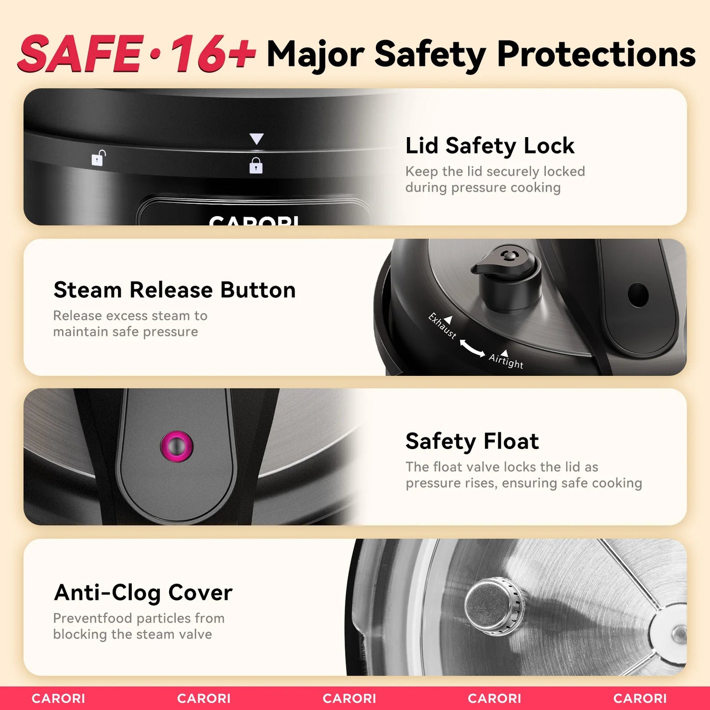 Carori 12 In 1 Electric Pressure Cooker Stainless Steel With Intelligent LCD Control Panel One Touch 14 Programs