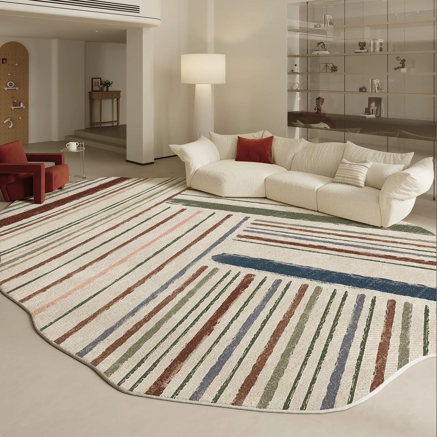 Modern Irregular Shapes Plush Rug For Living Room Decor Sculptural Geometry Area Rug