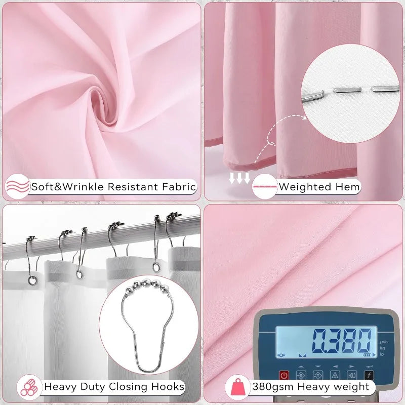 Hign Concerned Bathroom Accessory Set With Pink Ombre Shower Curtain And Coordinating Rugs Water Resistant