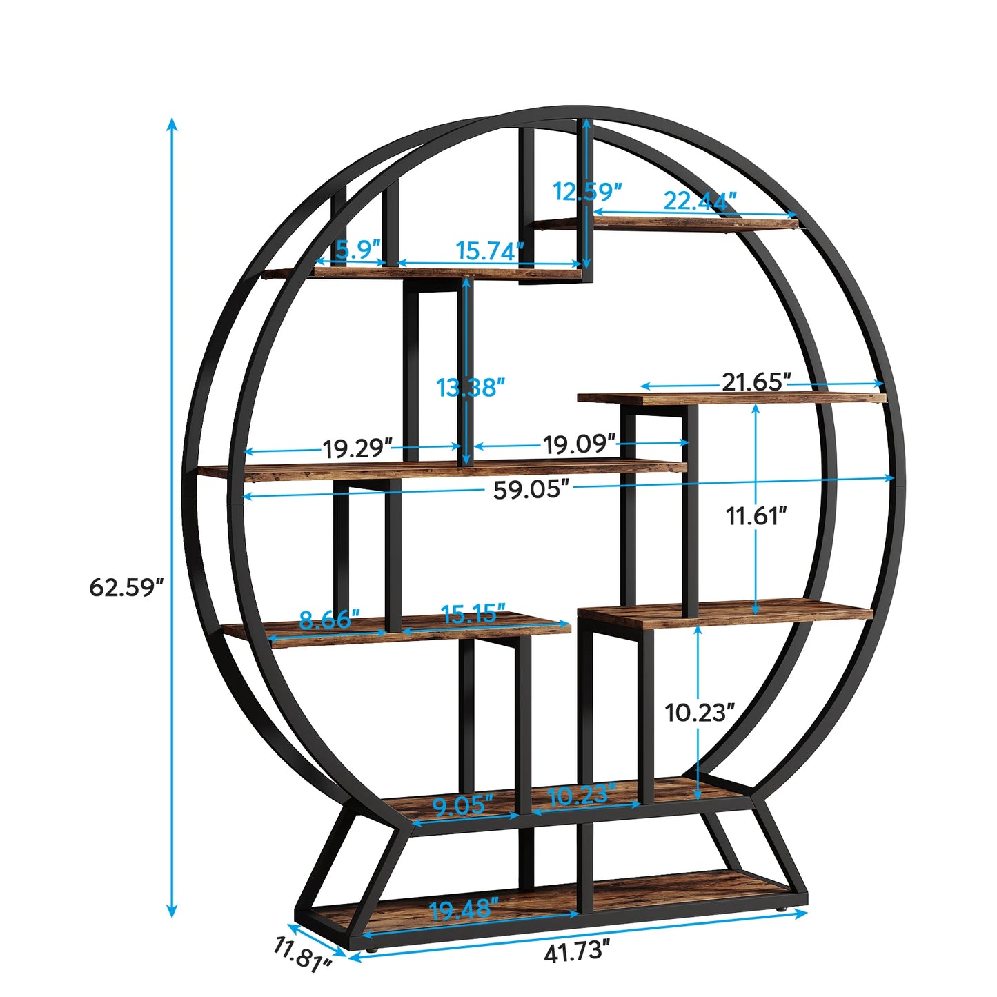 Tribesigns Five Tier Round Etagere Bookshelf With Industrial Wood