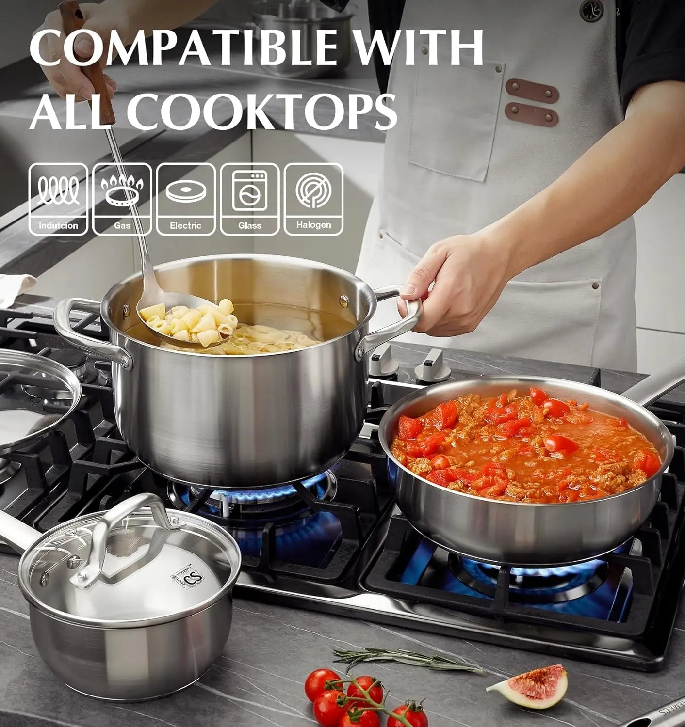 Koch Systeme CS Stainless Steel Cookware Set Induction Ready Non Toxic 18 10 Aluminum Core