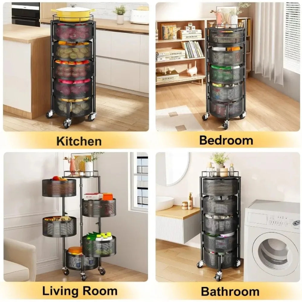 General Use Industrial Grade Multifunctional Tier Revolving Fruit And Vegetable Storage