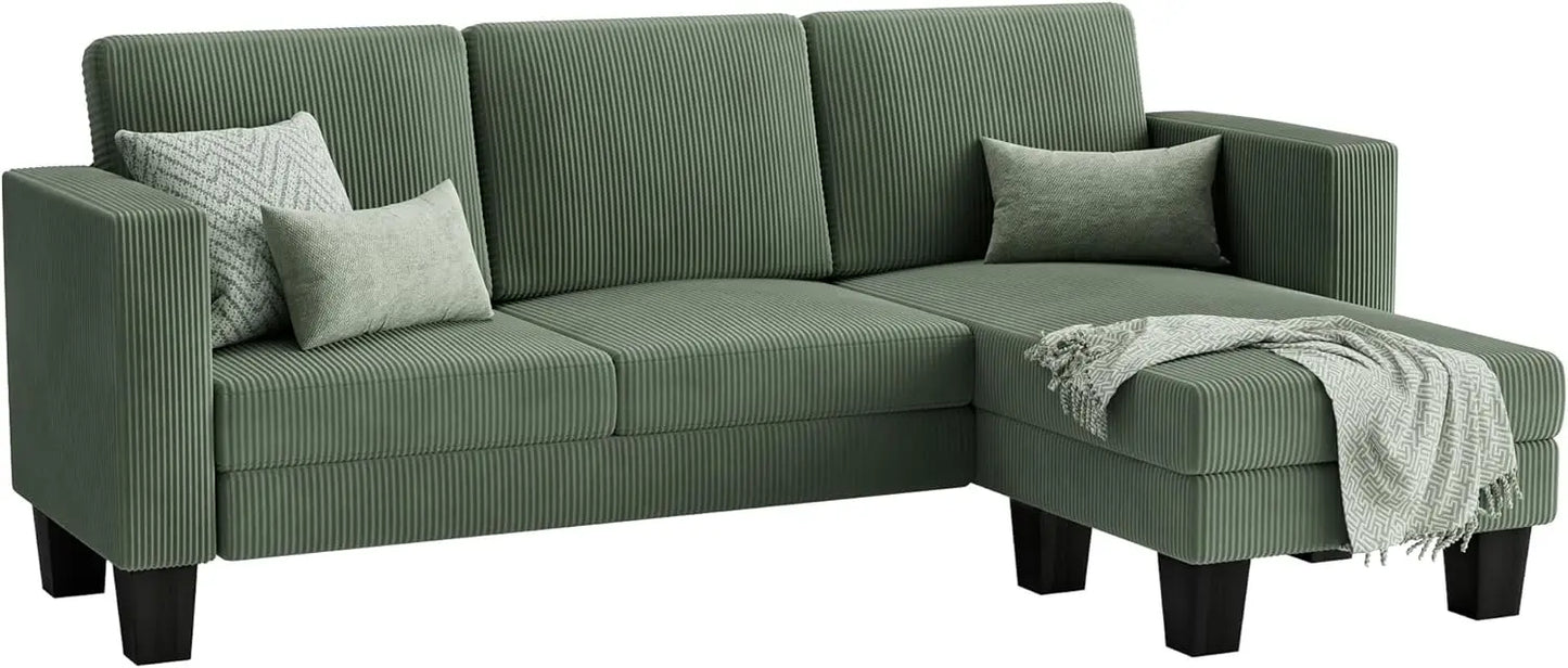ZUIJI L Shaped Convertible Sofa Corduroy Fabric Sectional