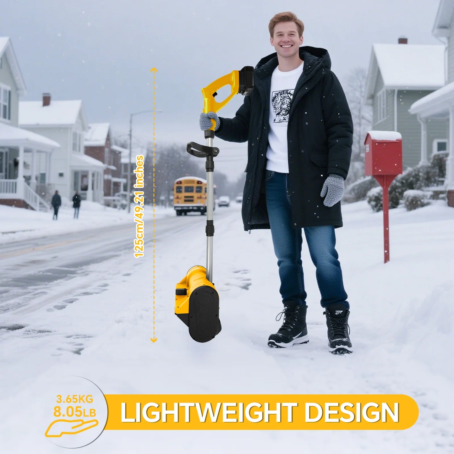 Brushless Electric Snow Shovel 500W Cordless Snow Plow 3000 RPM For Fast Driveway And Sidewalk Clearing