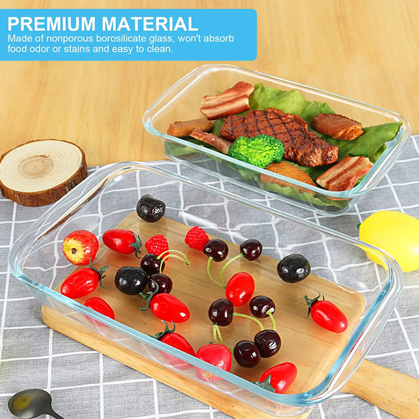 Glass Baking Dish Set With Lids Rectangular Pans For Oven