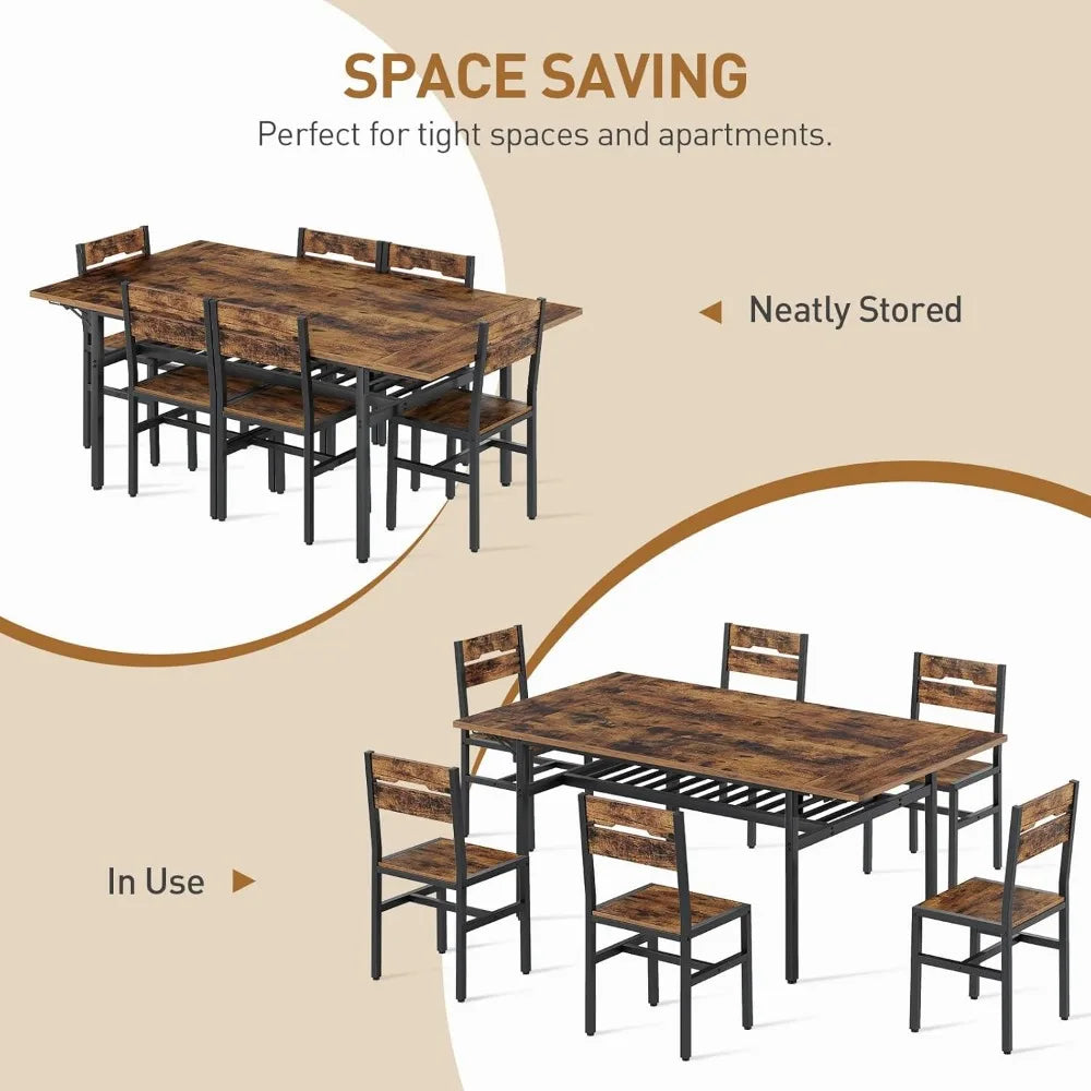 RBXC Extendable Dining Table Set For 6 With Chairs