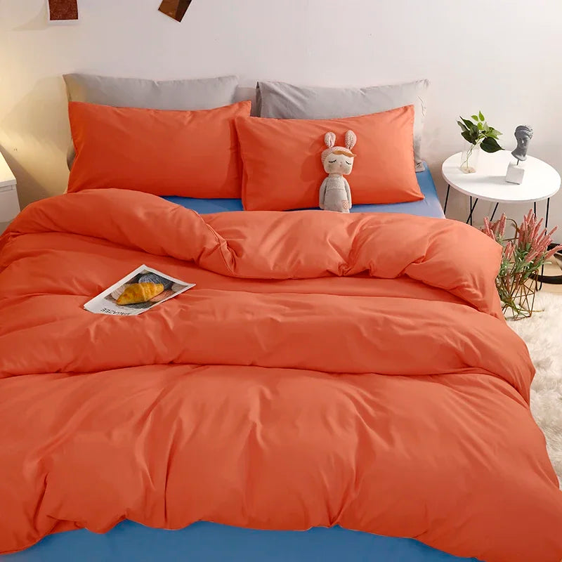 NONECN Cotton Comforter Set Four Piece Bedding Ensemble Duvet Cover Pillowcases And Sheet Luxury Soft