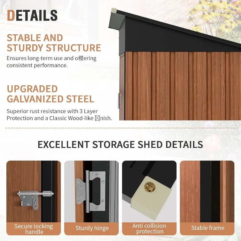 Outdoor Metal Storage Shed With Lock Lean To 5X3 Ft