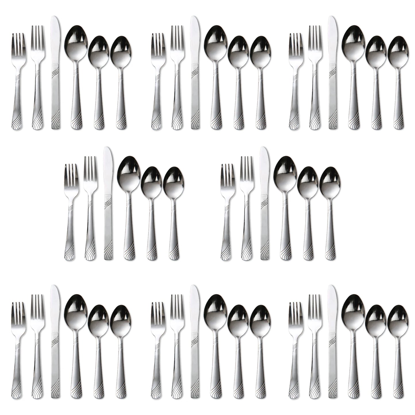 HANSMART 48 Piece Flatware Set For 8 Stainless Steel Mirror Polished 8 Place Settings With Knives Forks Spoons
