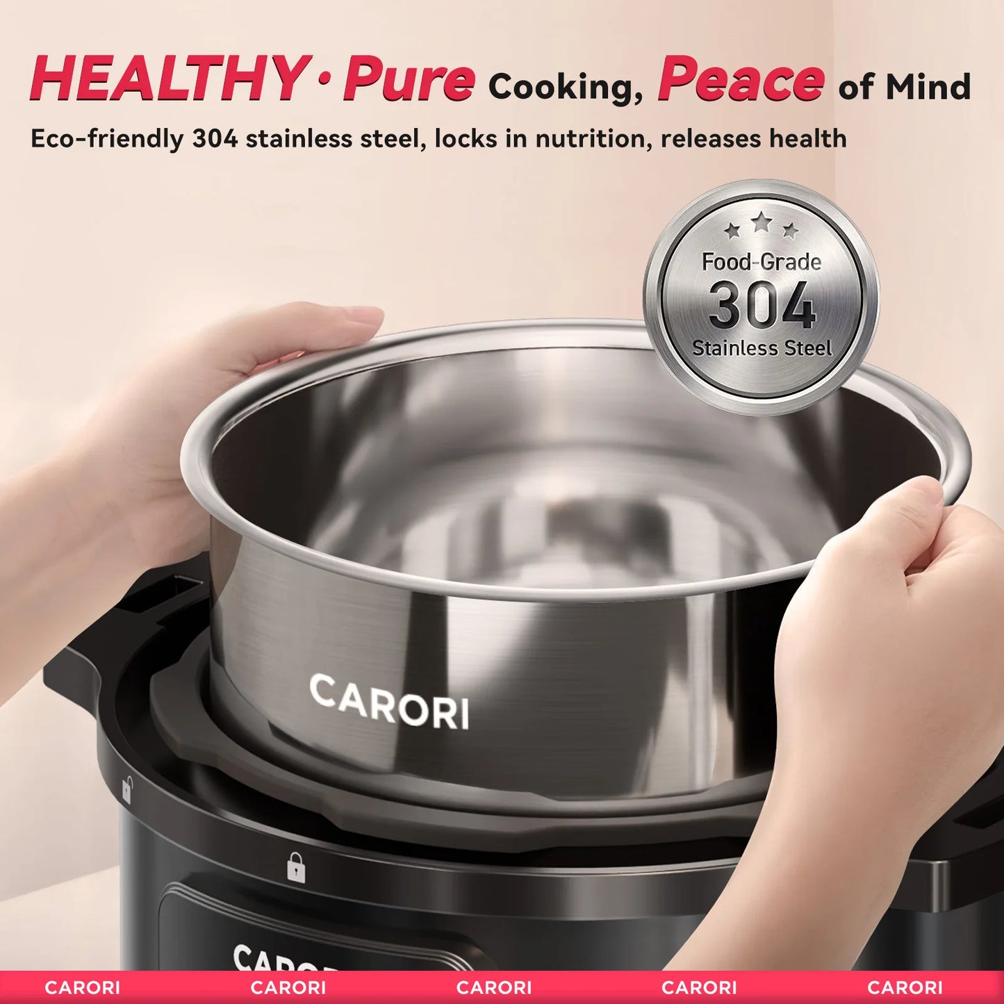 Carori 12 In 1 Electric Pressure Cooker Stainless Steel With Intelligent LCD Control Panel One Touch 14 Programs