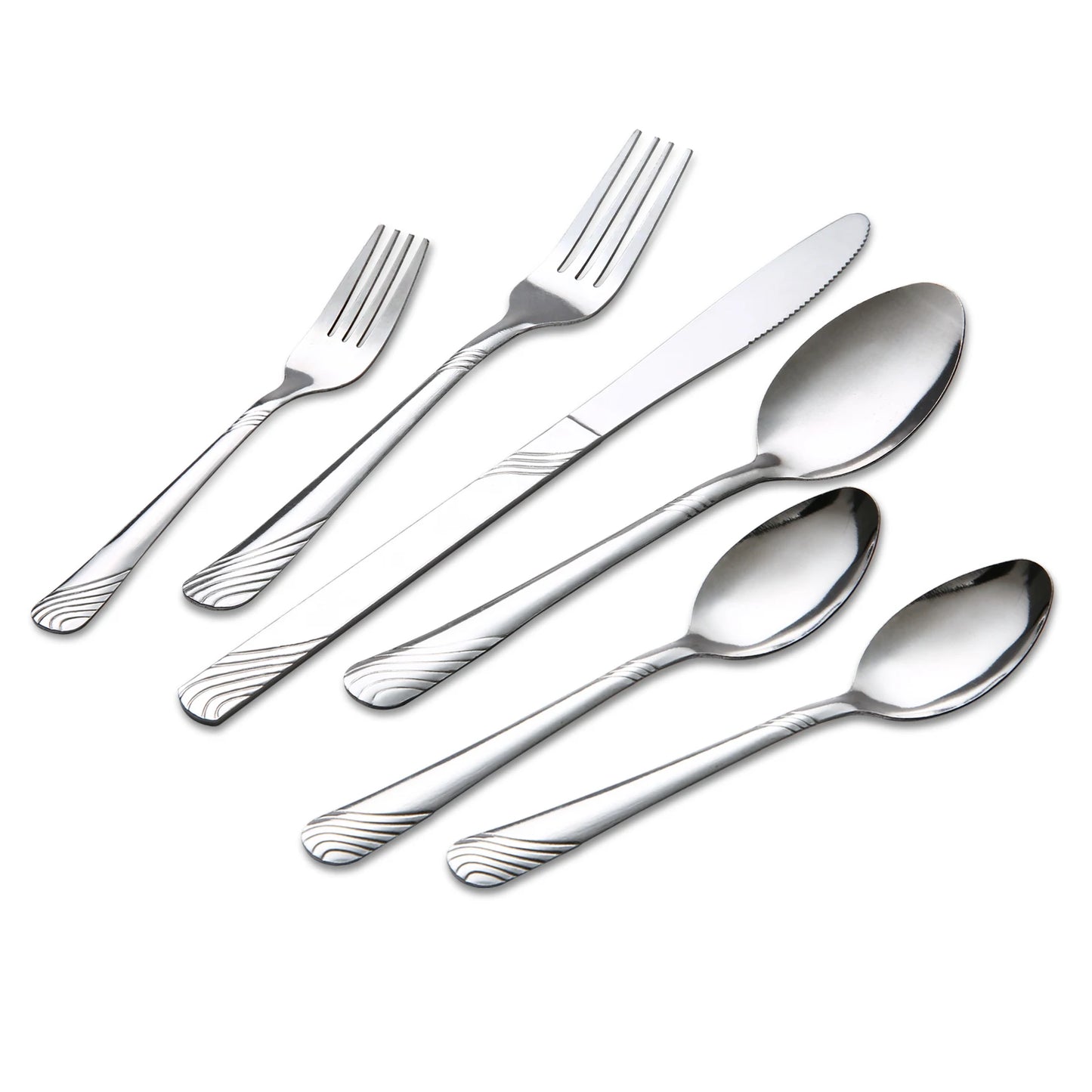 HANSMART 48 Piece Flatware Set For 8 Stainless Steel Mirror Polished 8 Place Settings With Knives Forks Spoons