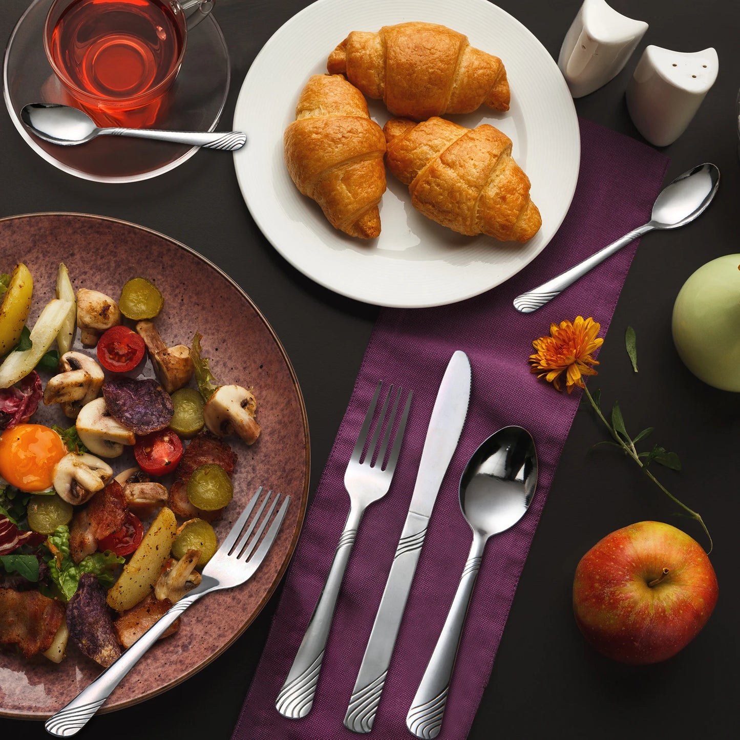 HANSMART 48 Piece Flatware Set For 8 Stainless Steel Mirror Polished 8 Place Settings With Knives Forks Spoons