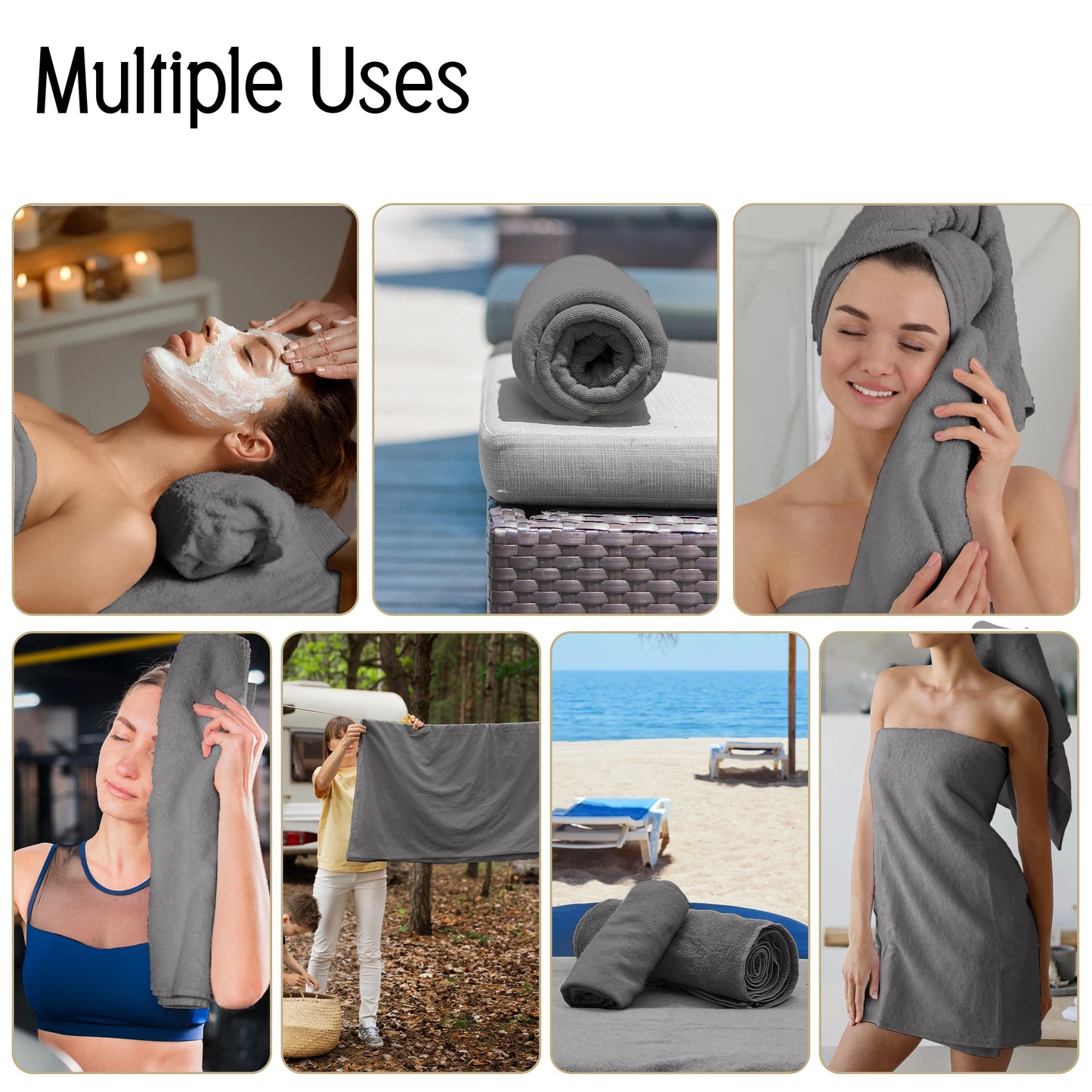 LDC Lux Decor Bath Towels 100 Percent Cotton 525 GSM Premium 6 Piece Set Soft Plush Absorbent Spa Quality