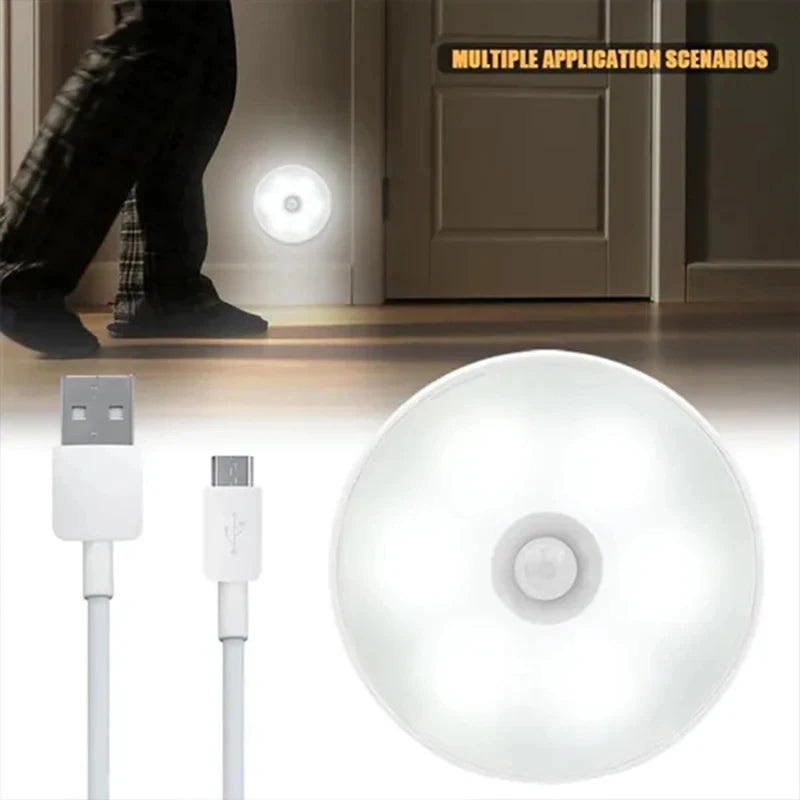 HOMEFISH Motion Sensor LED Night Light USB Rechargeable With Wide 3 To 6 Meter Range And 120 Degree Field Of View