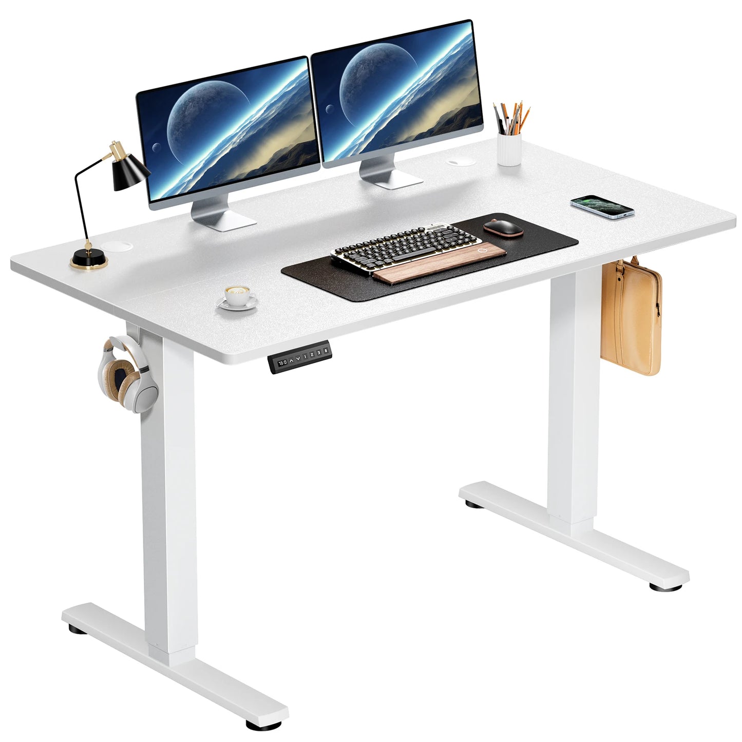 JHK Electric Standing Desk Height Adjustable Sit Stand Workstation With 3 Memory Presets And Quick Height Recall