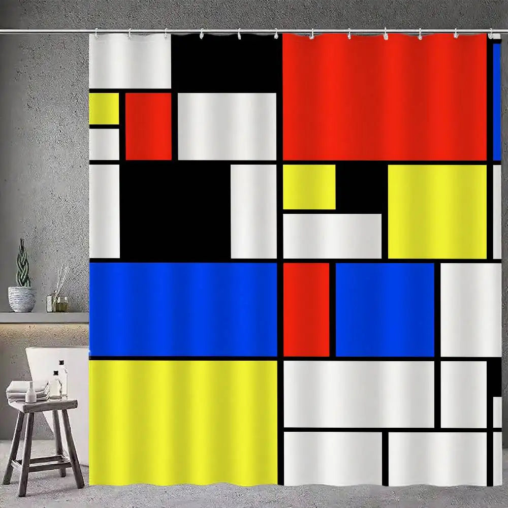 Choice Mondrian Modern Shower Curtain With Hook Art Deco