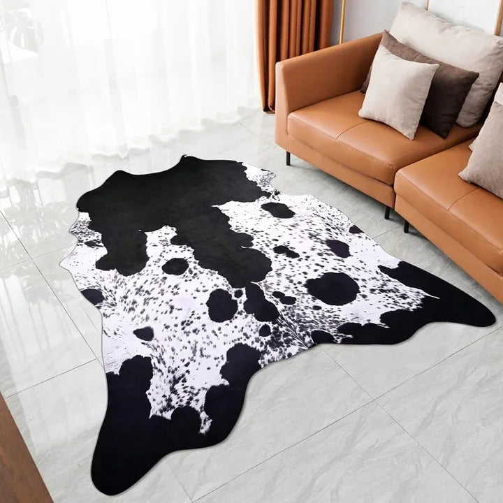 Lochas American Style Animal Print Faux Fur Cowhide Rug