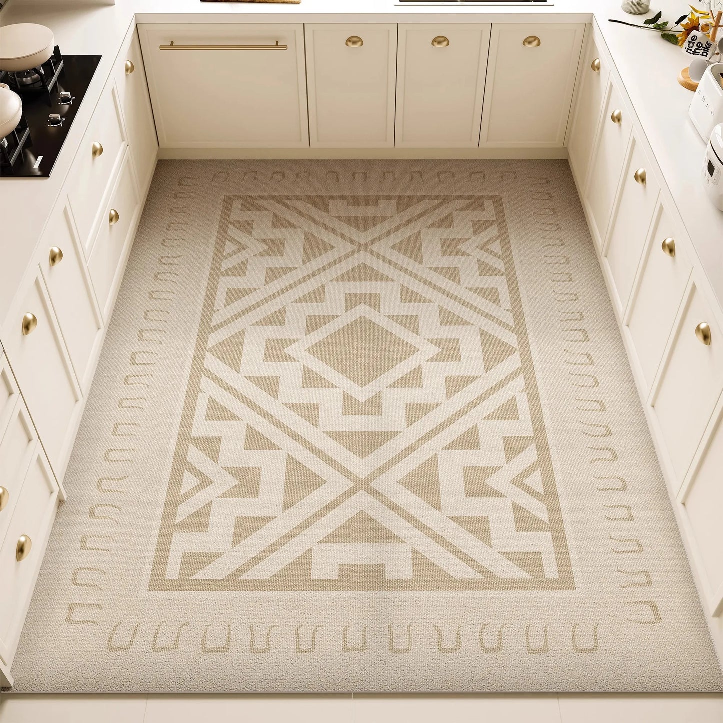 Craft PVC Leather Kitchen Mats Modernist Minimalist Design Waterproof Oilproof Rug for Kitchen