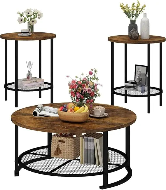 YANYING 3 Piece Coffee Table Set With End Tables Modern