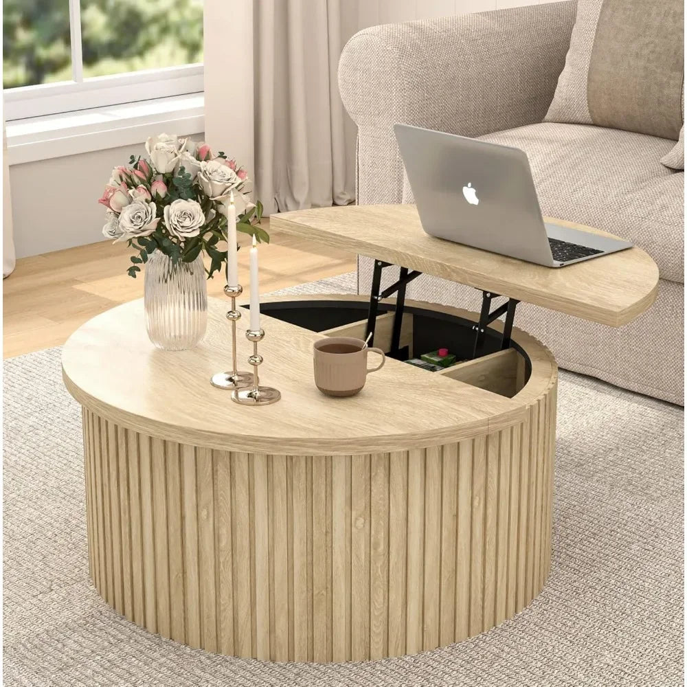 ZUIYU Round Lift Top Coffee Table With Hidden Storage