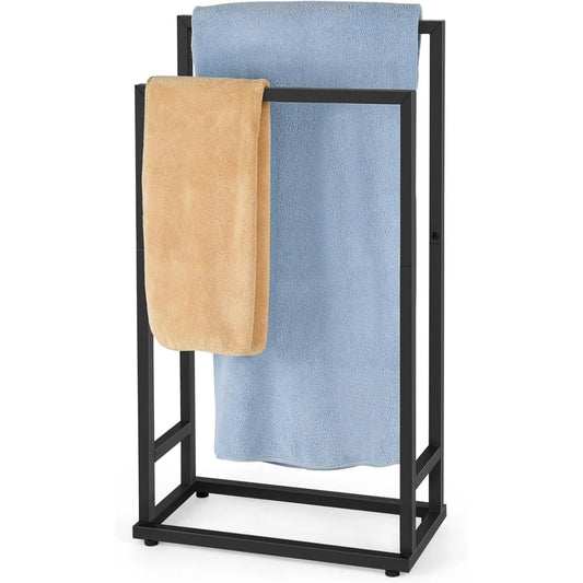 Hign-Concerned Deluxe 2 Tier Metal Towel Rack Floor Stand