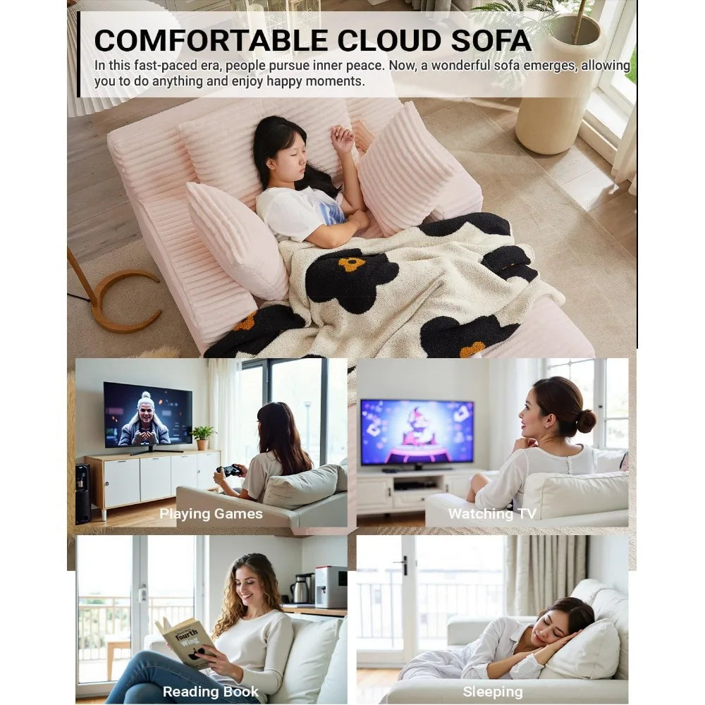 HUANZHUANG Corduroy Chaise Lounge Chair Indoor Sofa Bed