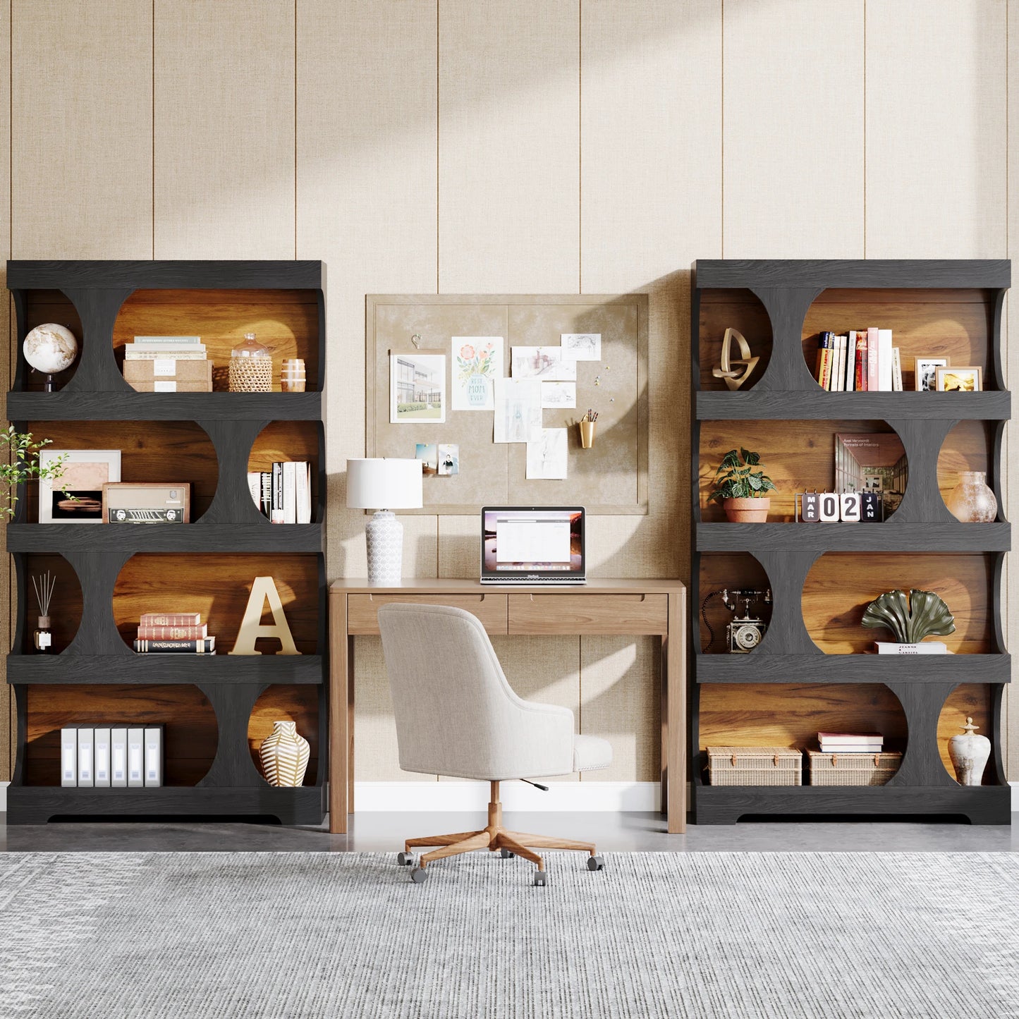 Tribesigns S Shaped Bookcase Modern Freestanding Display Shelves Two Tone Finish Stylish Wall Friendly Storage