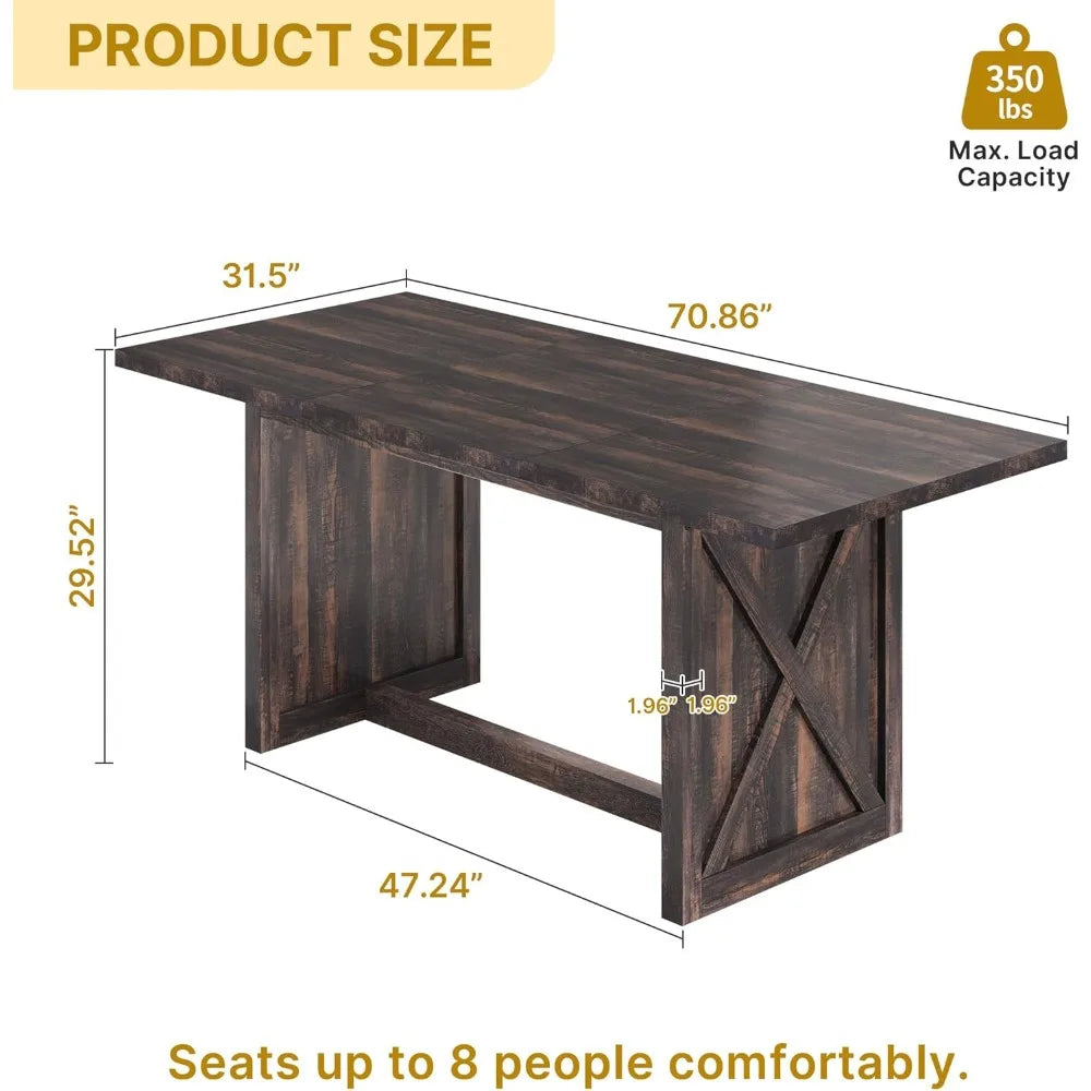 Rustic Farmhouse Dining Table For Kitchen Seats 6 To 8