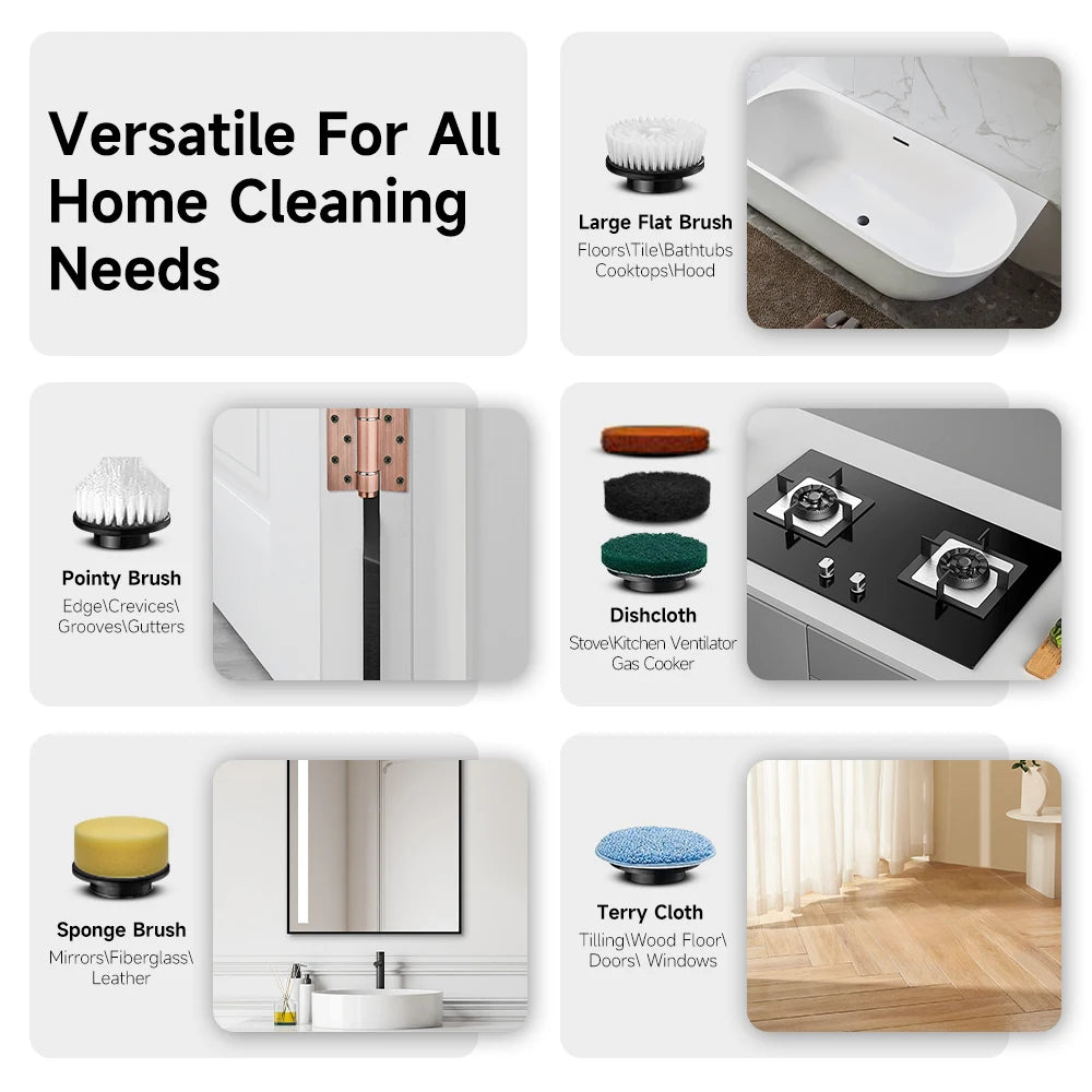 ZOCIH Electric Spin Scrubber With 8 Brush Heads Detachable