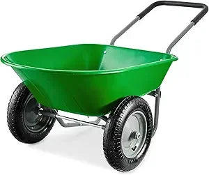 Dual Wheel Home Utility Wheelbarrow Garden Cart With Stand