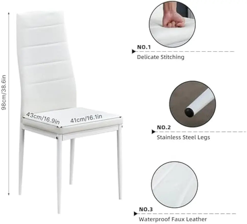 XMSJ Dining Table And Chairs Set High Back Faux Leather