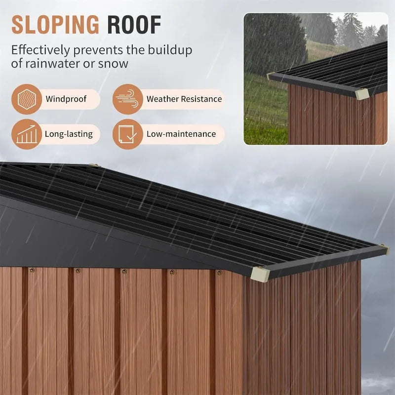 Outdoor Metal Storage Shed With Lock Lean To 5X3 Ft