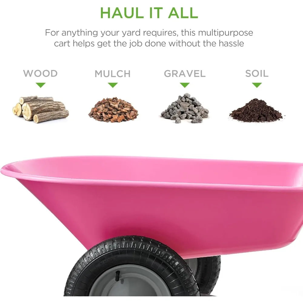 Dual Wheel Home Utility Wheelbarrow Garden Cart With Stand