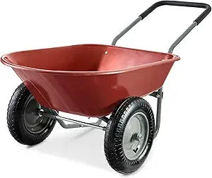 Dual Wheel Home Utility Wheelbarrow Garden Cart With Stand
