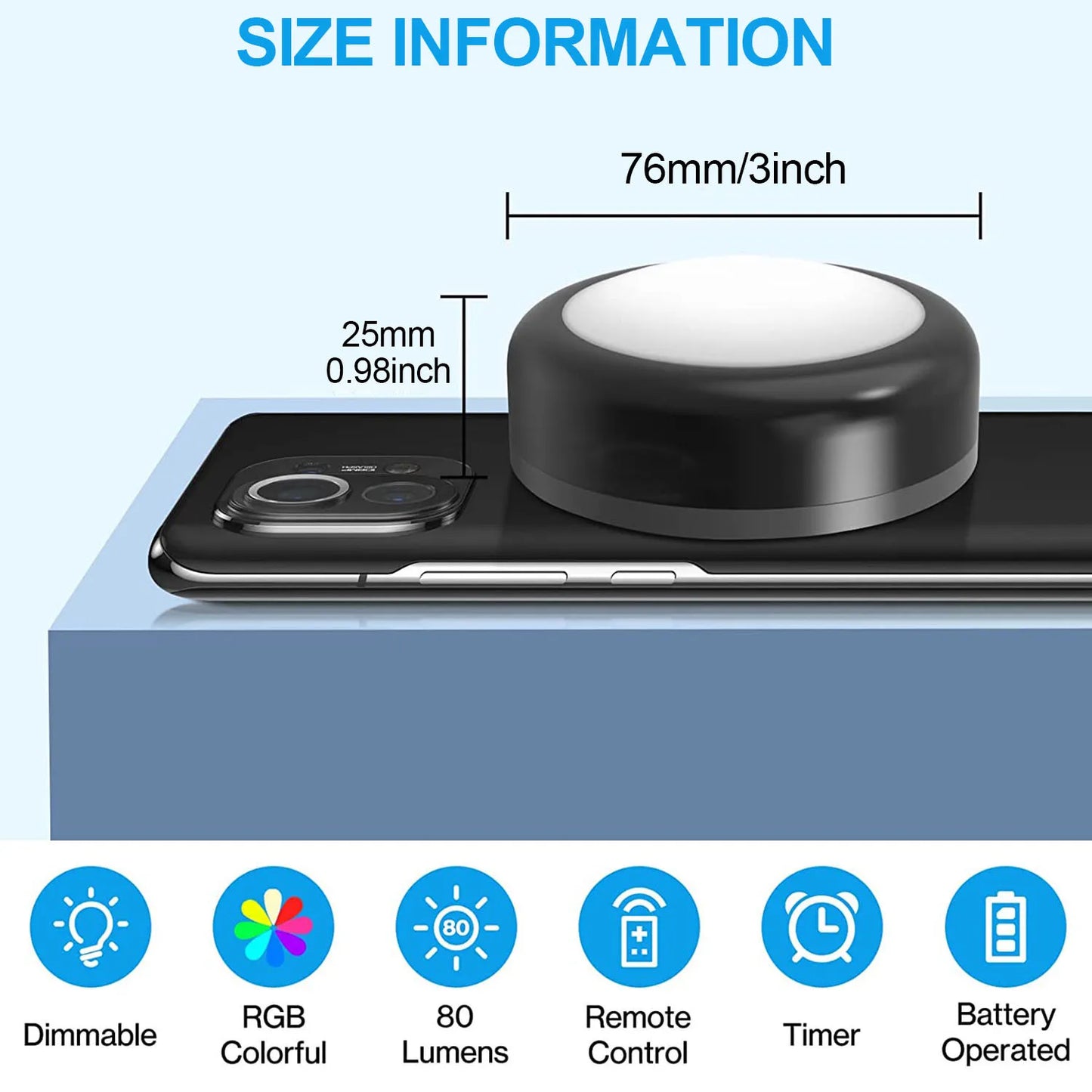 JGTC RGBW LED Puck Lights Under Cabinet With Remote Control 16 Color Schemes Dimmable Brightness
