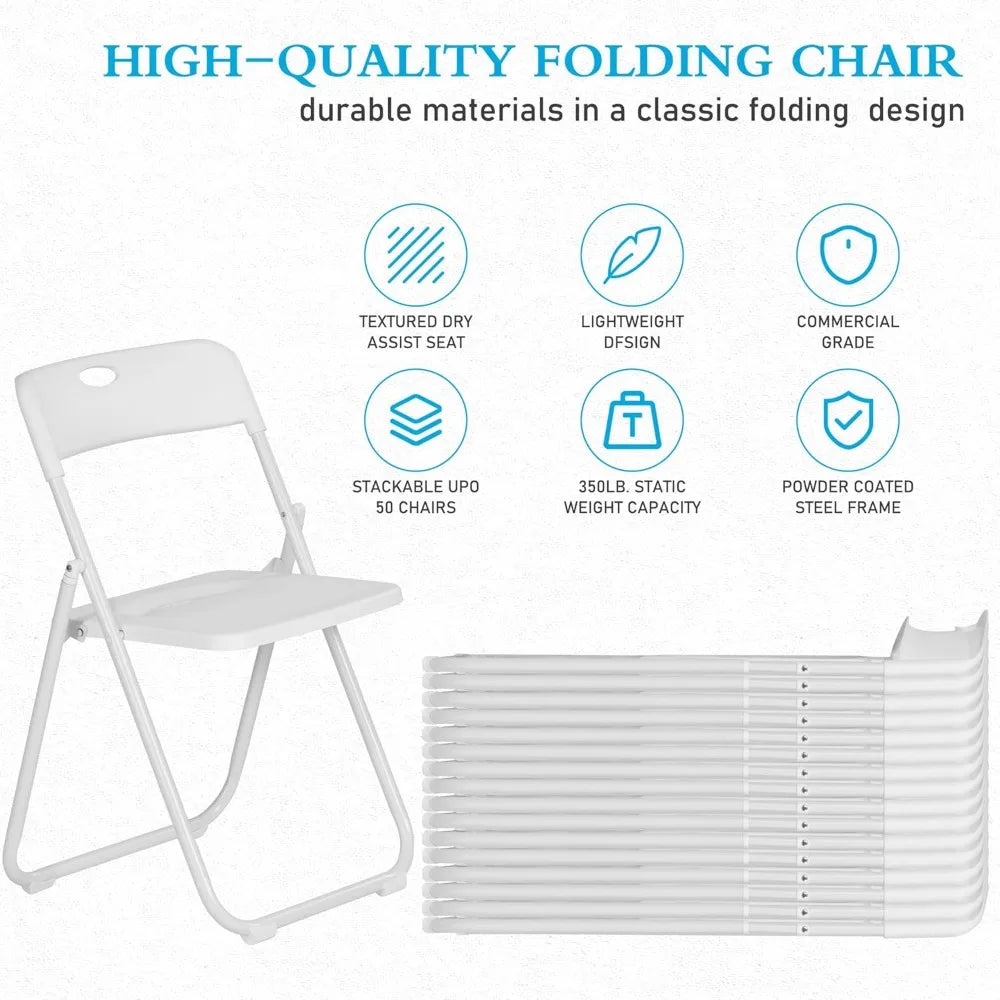 Plastic Folding Chairs With Wood Frame 350 Lb Capacity Durable White Seats For Classrooms Offices And Events