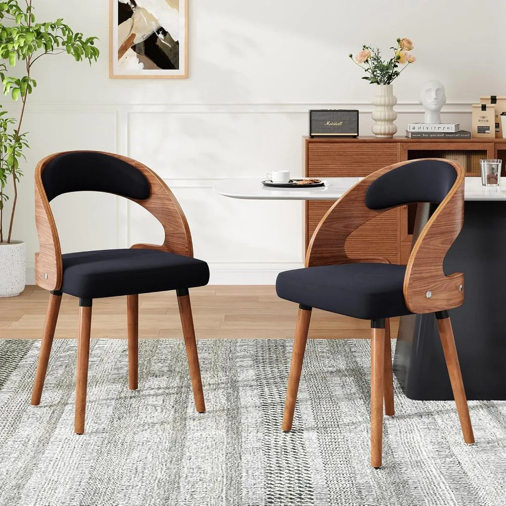 Frame Engineered Solid Wood Dining Chairs Set Of 4 With Ergonomically Curved Backrest Upholstered