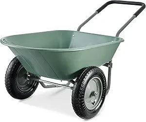 Dual Wheel Home Utility Wheelbarrow Garden Cart With Stand