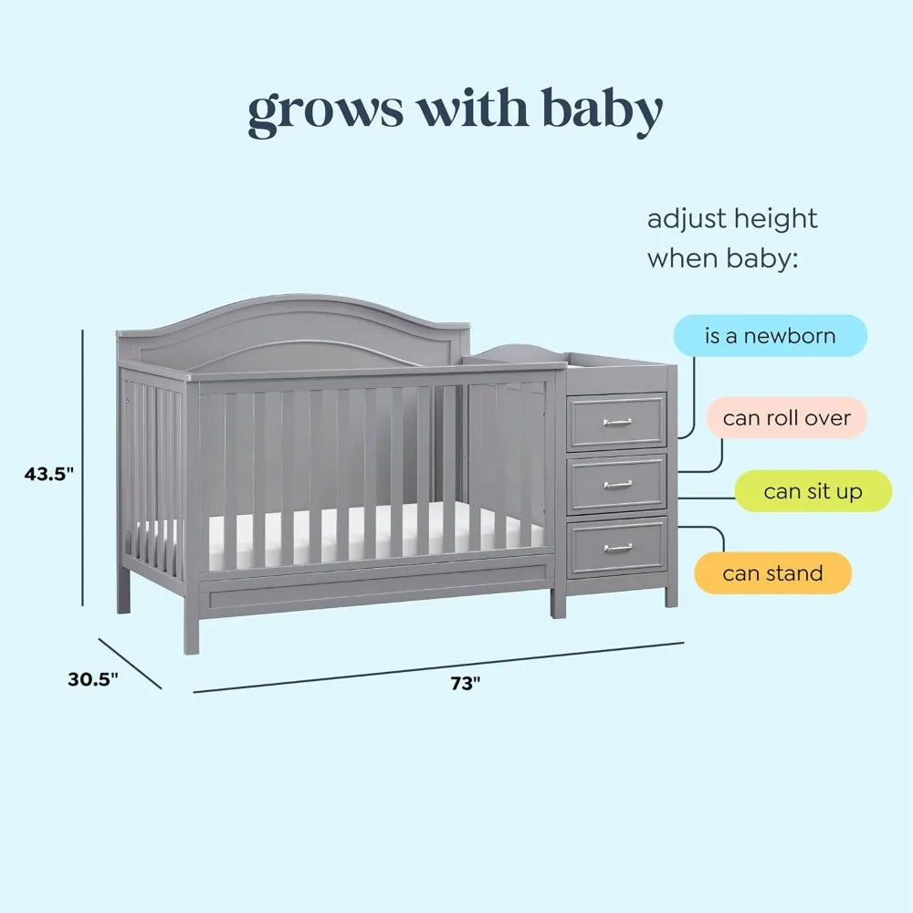 XMSJ Charlie 4 In 1 Convertible Crib With Changing Table