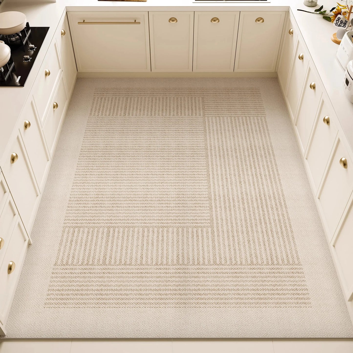 Craft PVC Leather Kitchen Mats Modernist Minimalist Design Waterproof Oilproof Rug for Kitchen