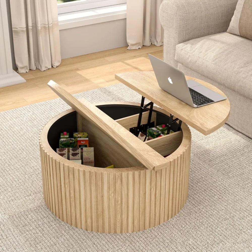 ZUIYU Round Lift Top Coffee Table With Hidden Storage