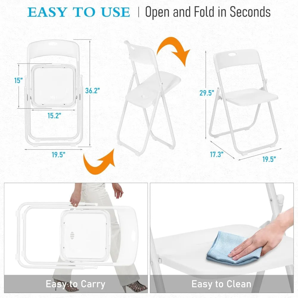 Plastic Folding Chairs With Wood Frame 350 Lb Capacity Durable White Seats For Classrooms Offices And Events