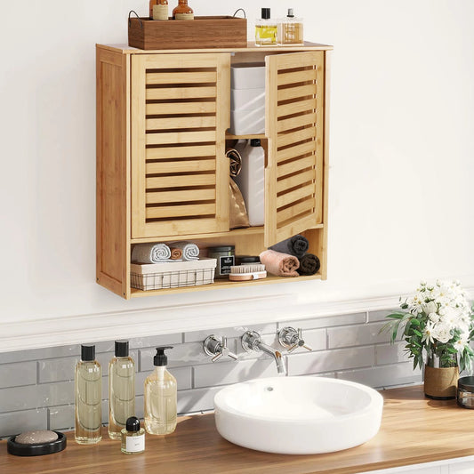 Wisfor Bamboo Wall Cabinet With Adjustable Shelf Modern