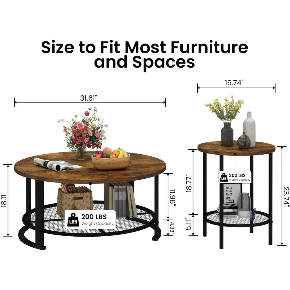 YANYING 3 Piece Coffee Table Set With End Tables Modern