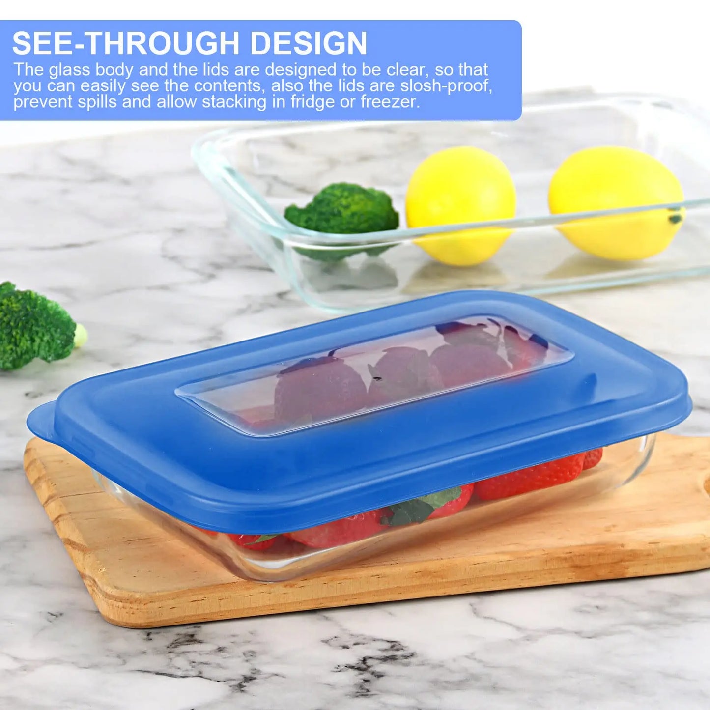 Glass Baking Dish Set With Lids Rectangular Pans For Oven