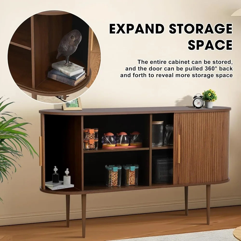 ZUIYU Modern Sideboard Buffet With Tambour Doors Shelves