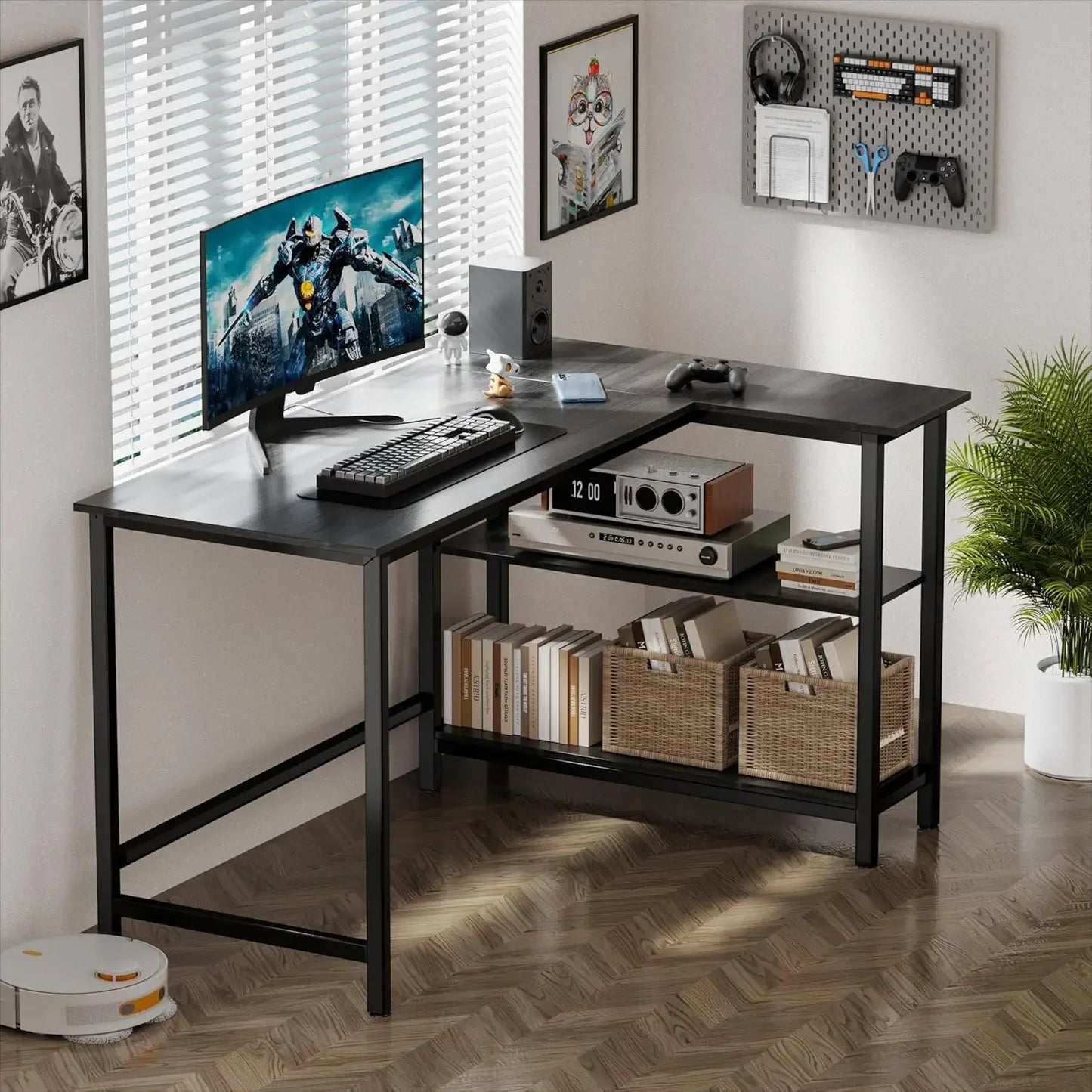 XMSJ L Shaped Desk Corner Computer Gaming Desk for Office