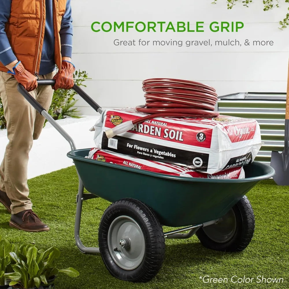 Dual Wheel Home Utility Wheelbarrow Garden Cart With Stand