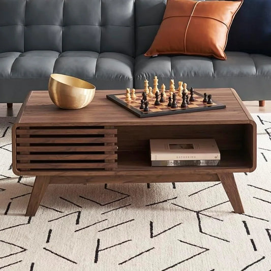 YANYING Ensley Coffee Table With Storage Modern Farmhouse