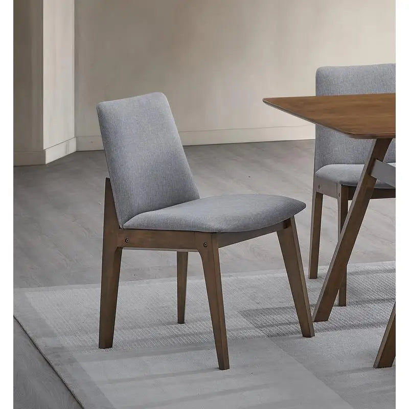 Walnut Finish Dining Set With Upholstered Chairs Modern 59 Inch Rectangular Table For Dining Room